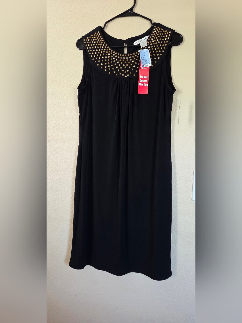 Aa Studio Black Maxi Dress with Gold Studded Collar